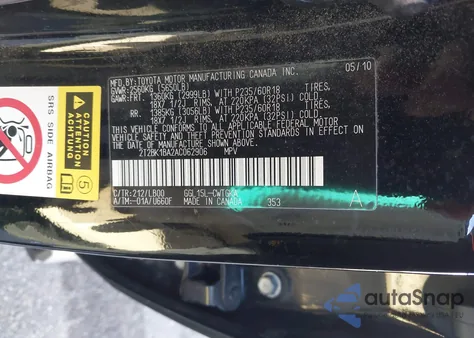 2010 Lexus Rx 350 z USA, uszkodzony, nr VIN 2T2BK1BA2AC062906